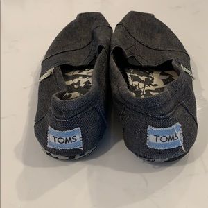 Toms black denim slip ons